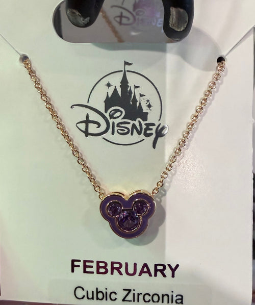 Birthstone Month Necklace Mickey Head Pendant