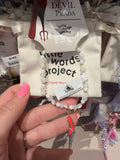 Bracelet on a card with 'Little Words Project'
