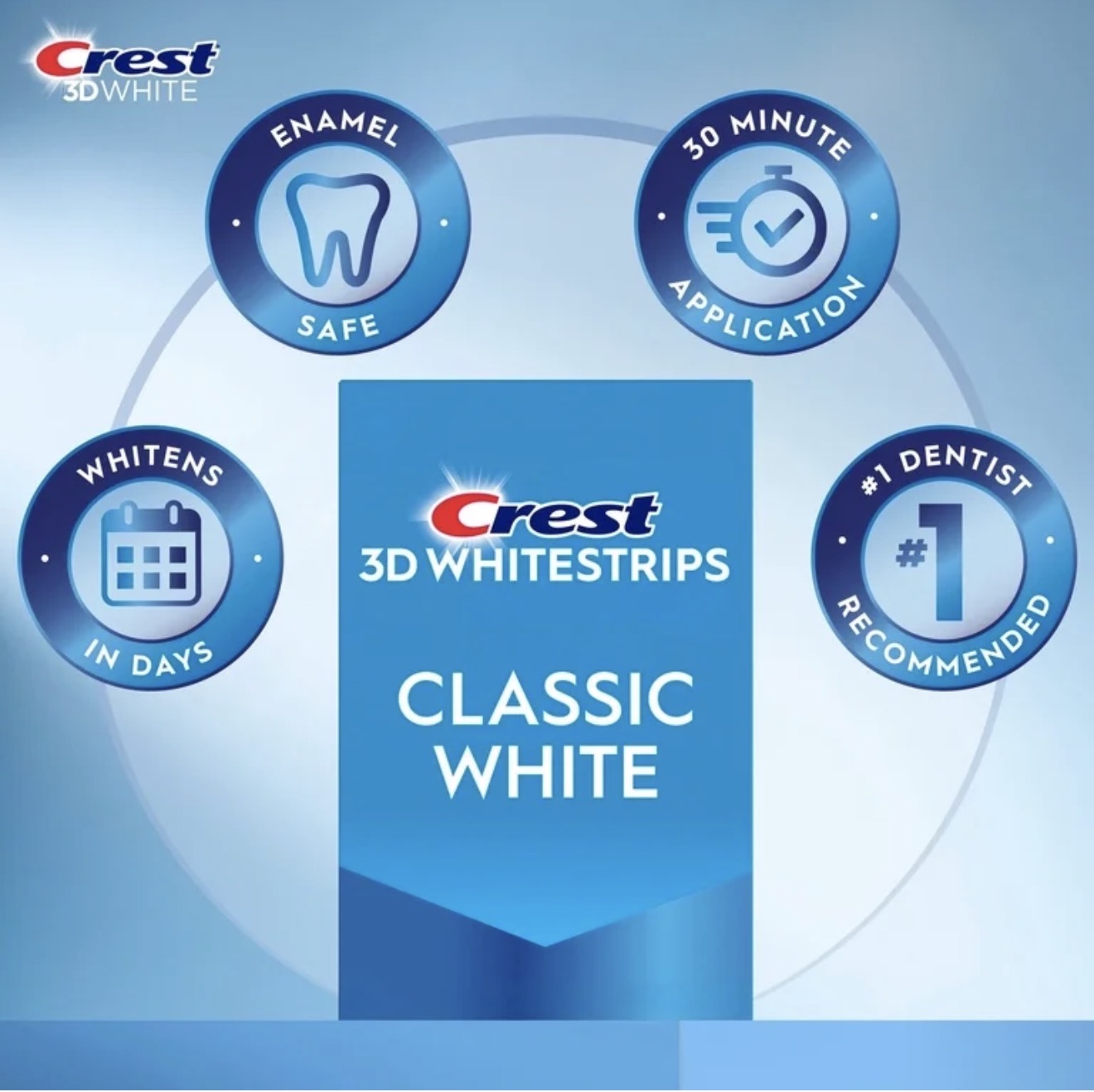Crest 3DWhitestrips Classic White Teeth Whitening Kit, 10 Count
