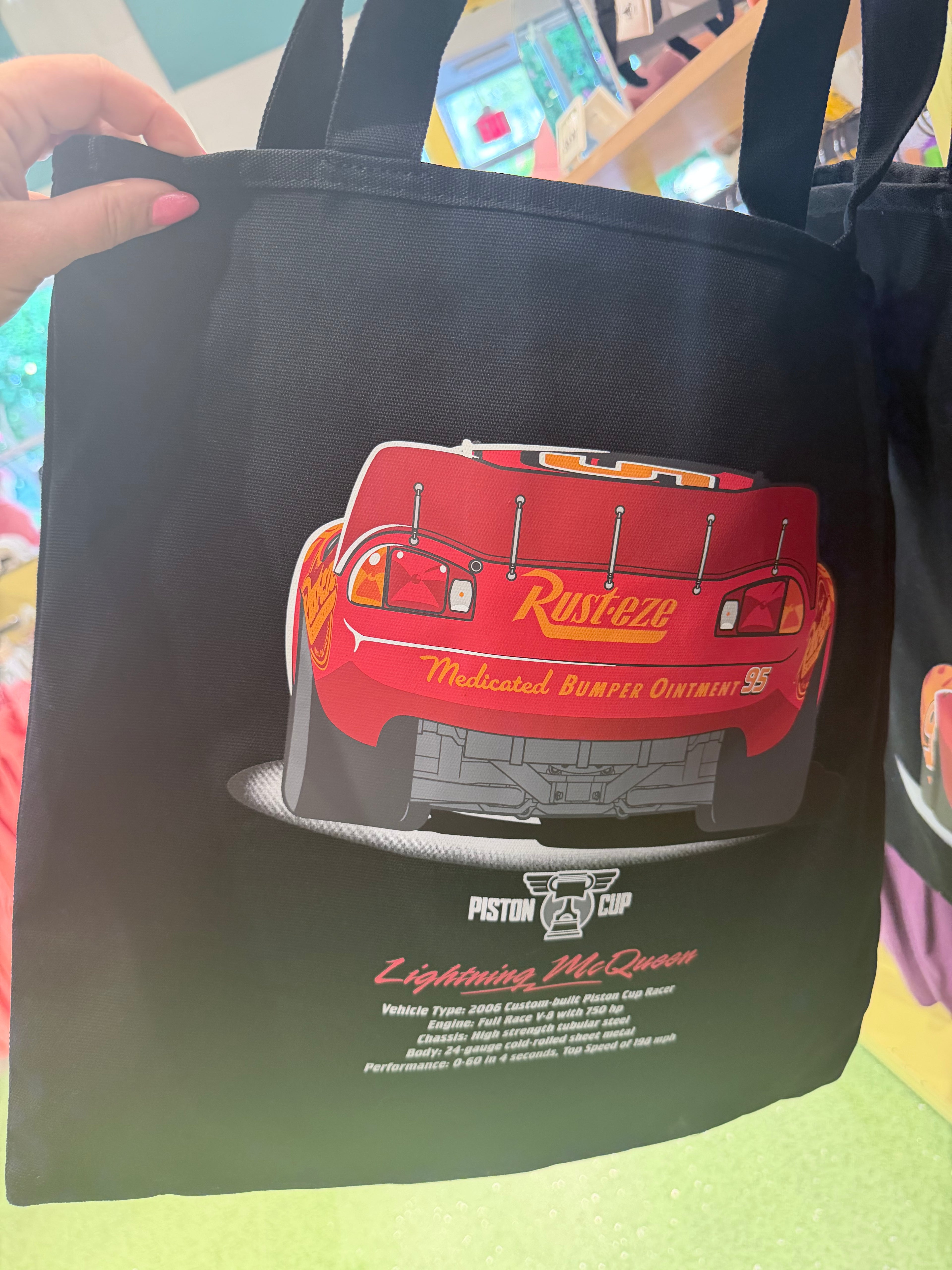Lighting McQueen Black Tote Bag
