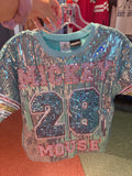 Mickey Balloons Blue Sequins Top By Her Universe