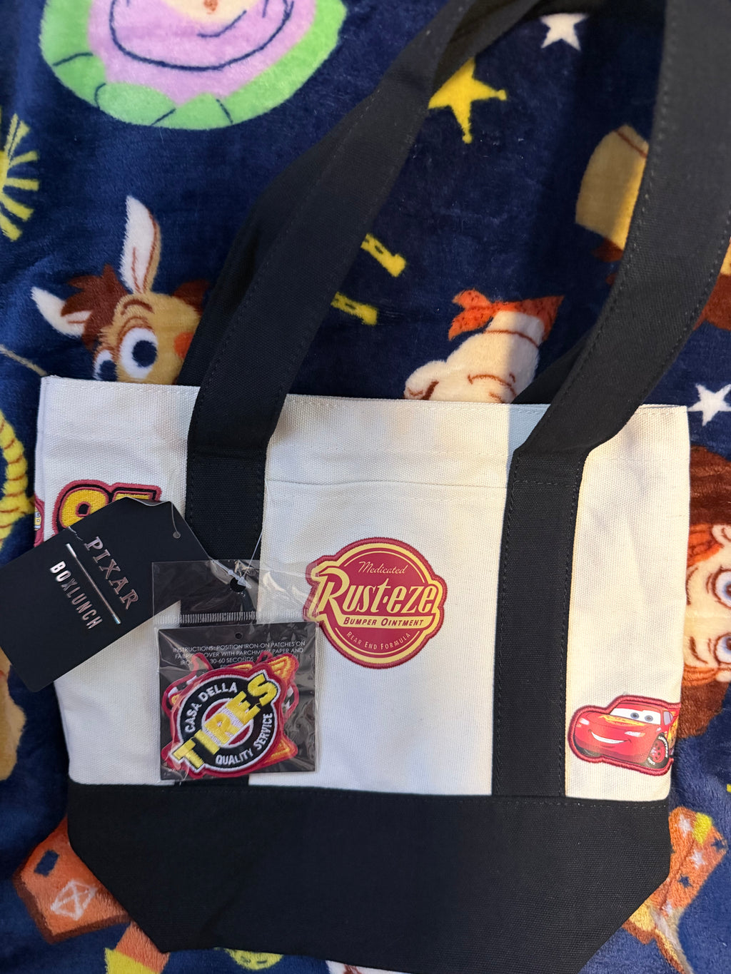 Cars Lightning McQueen Black Mini Canvas Tote with Patches - BoxLunch Exclusive