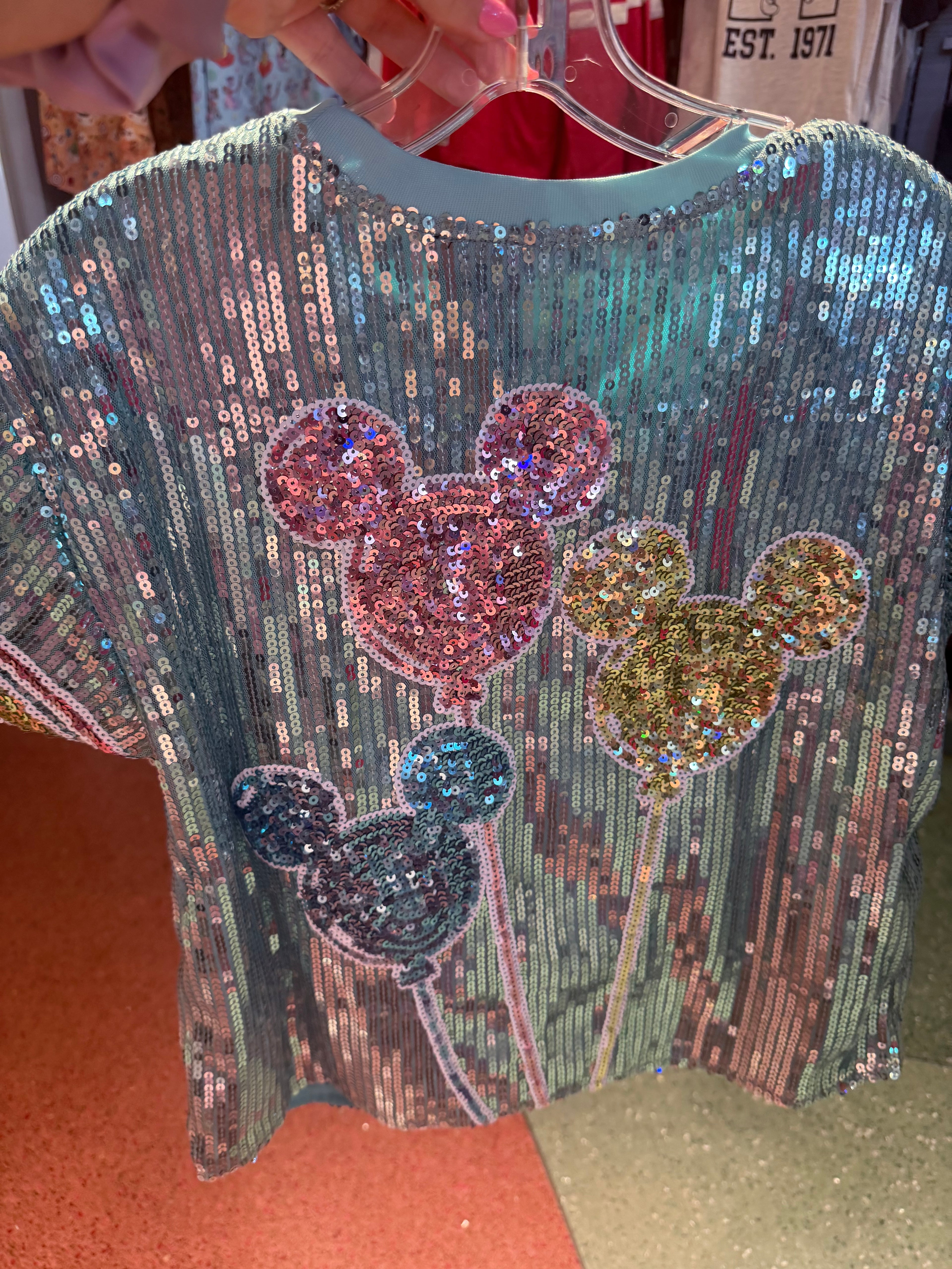 Mickey Balloons Blue Sequins Top By Her Universe