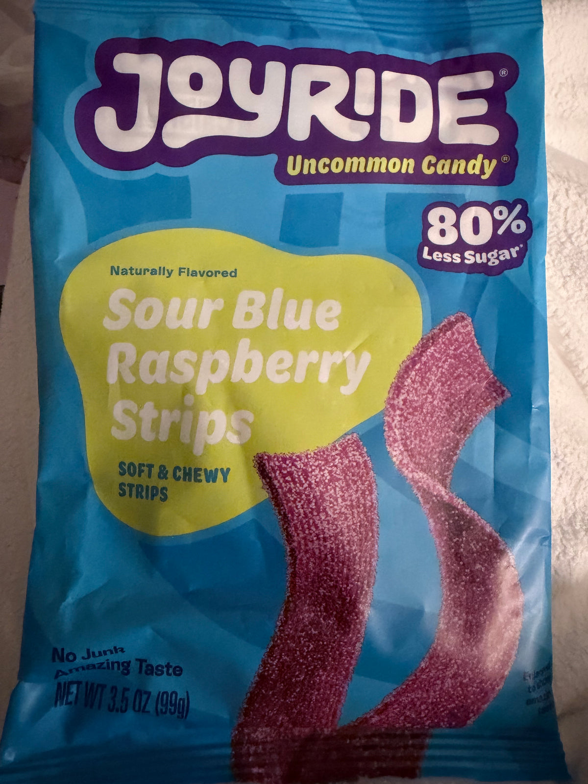 JOYRIDE Candy Sour Blue Raspberry Gummy Strips - 3.5oz